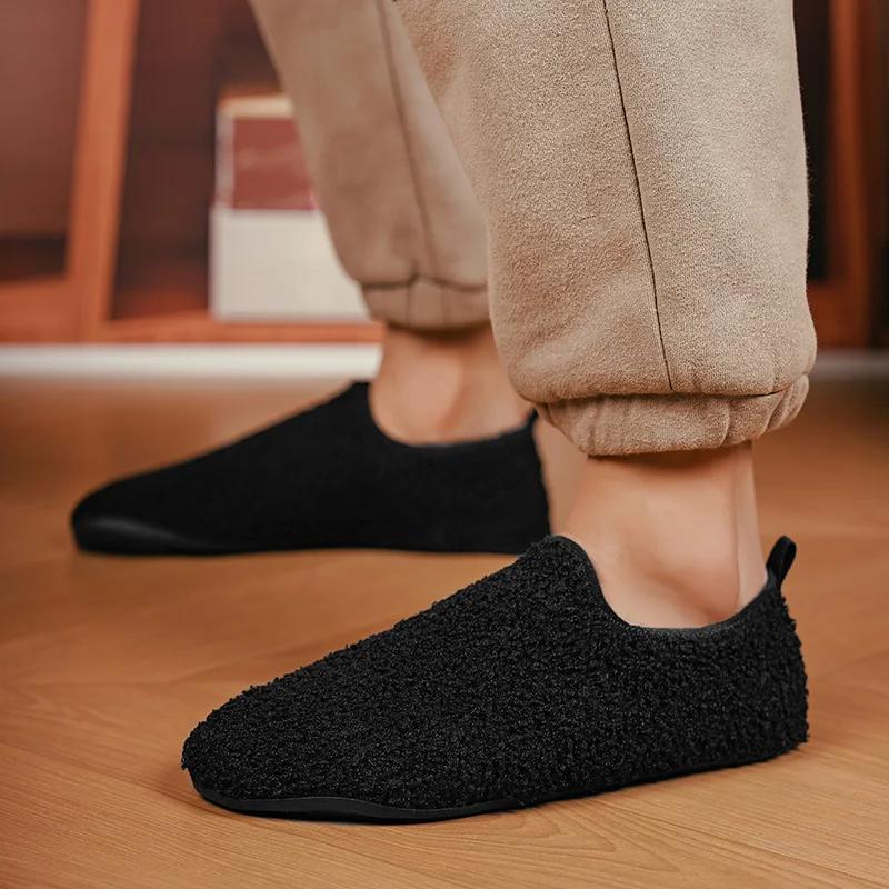 Winter Men Shoes Casual House Shoes for Men 2025 Outdoor Warm Cotton Shoes for Women Antiskid Indoor Plush Slippers Ankle Shoe
