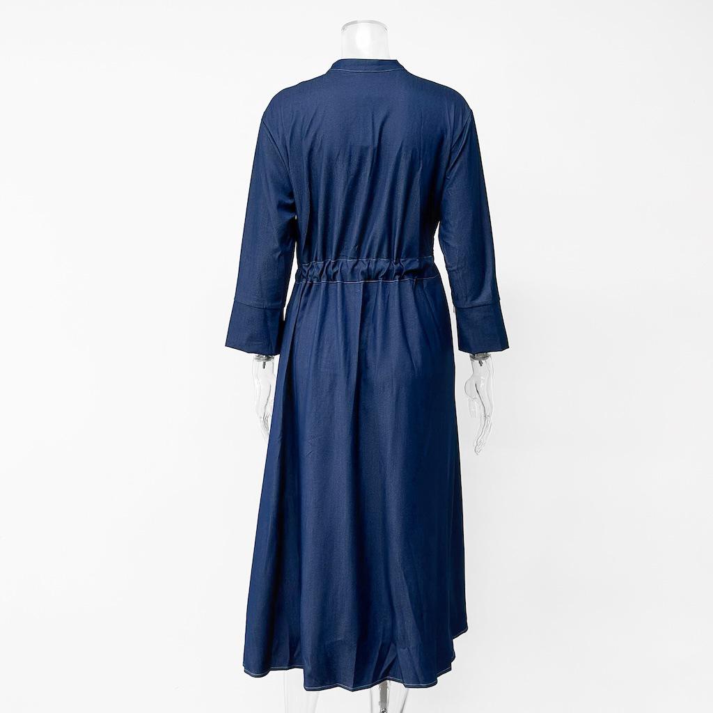2026 European & American Style Women's Long Denim Dress - Casual, Elegant Fashion