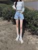 Women's High-Waisted A-Line Denim Shorts, Summer 2025, Loose Fit, Plus & Petite Sizes