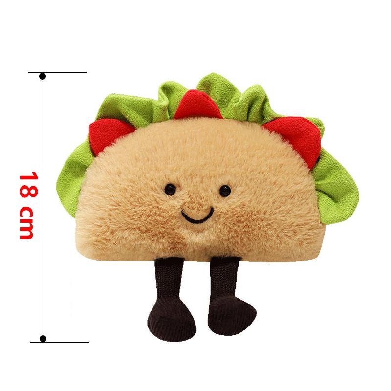 1pc Plush Taco Cake Toy Cute Simulation Food Mexican Roll Hamburger Soft Doll Cut Home Decor Keychain Pendant Kids Birthday Gift