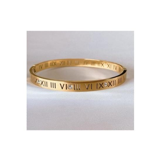 

Женский стальной зажим с золотыми римскими цифрами