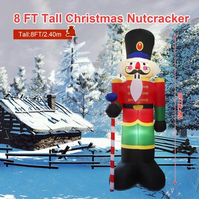 8 FT Christmas Inflatable Nutcracker Outdoor Decorations Giant Lighted Candy Cane Blow Up Christmas