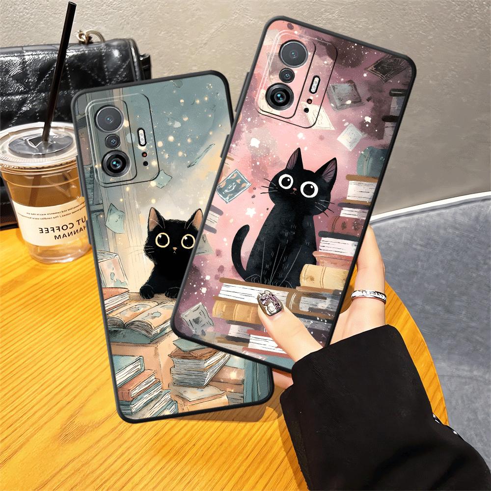 Funda Phone Cover Case for Xiaomi Mi 12 11T 10T 12T Pro 11 12X 13 Lite 14 Cartoon Black Cat