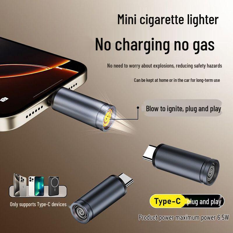 Travel-Friendly Windproof USB Lighter and Type-C Car Adapter