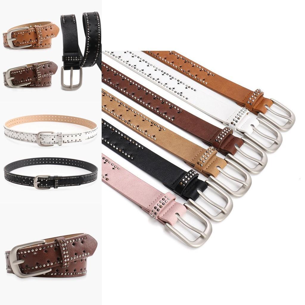 Fashion Solid Color Rivet Decoration Women Casual Wide Belt For Daily Wear