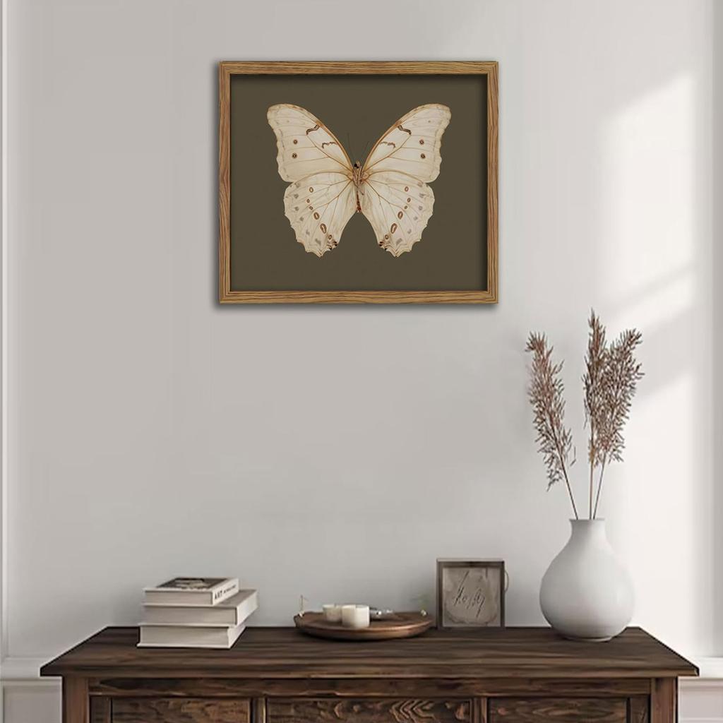 Art Mural Papillon Avec Cadre en Bois Peintures sur Toile Élégantes Affiches Anciennes Montage Facile Pour Chambre à Coucher Espace de Vie