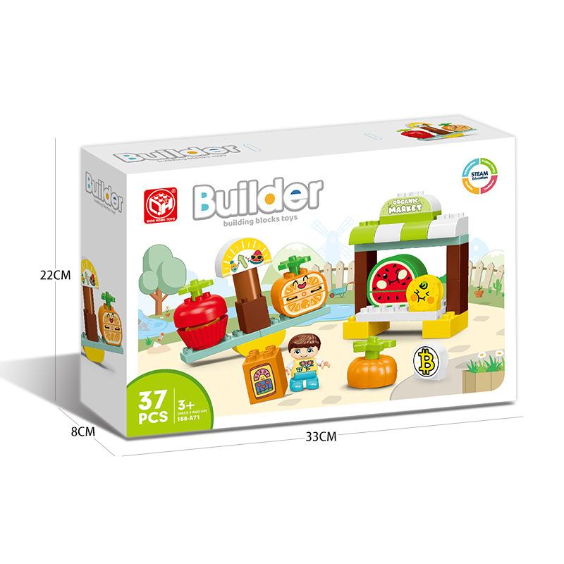 37pcs/set Creative Fruit Cutting Joy Series Large Particle Building Blocks Early Education Puzzle Toys For Kids Christmas Gifts