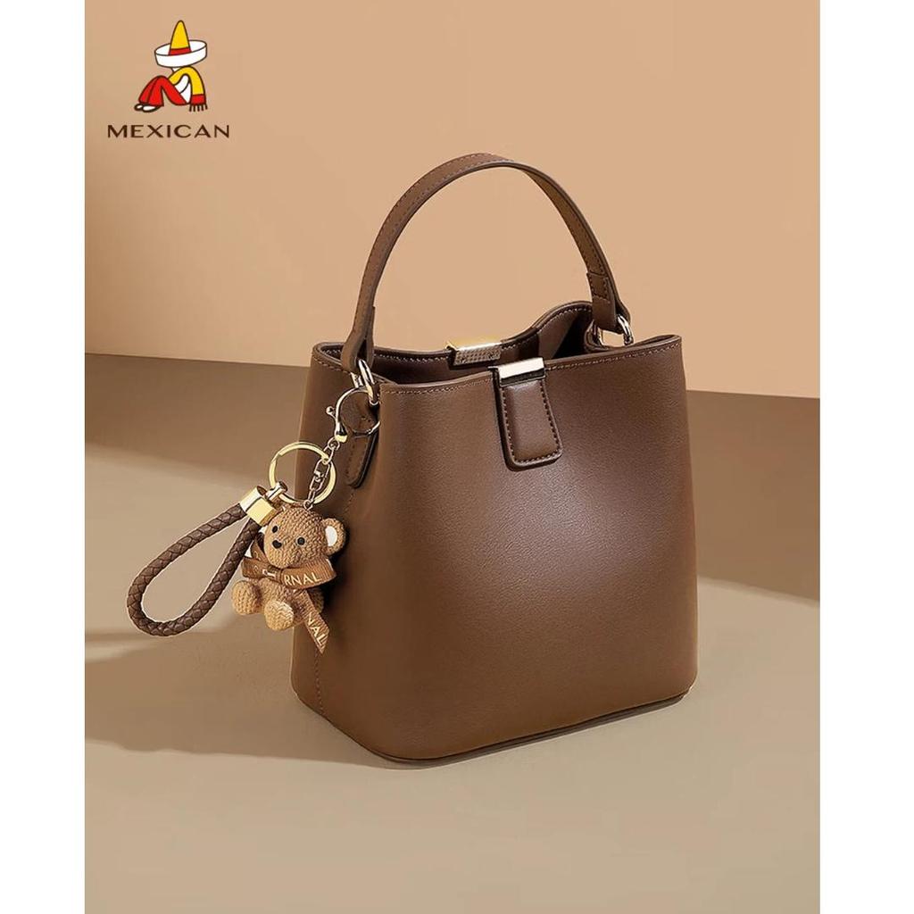 MEXICAN Crossbody Bag, Leather Handbag, Shoulder Bag, Bucket Bag, Brown