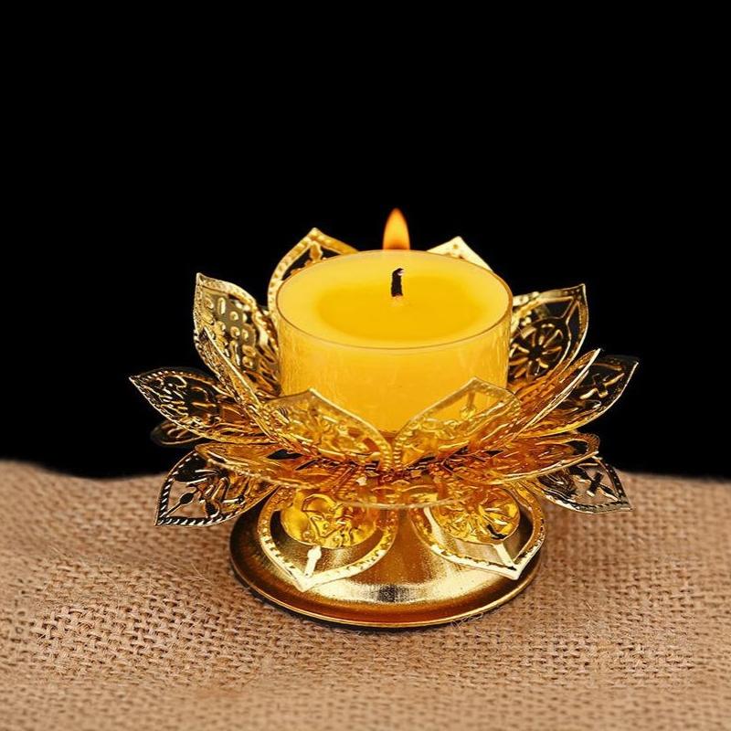 Exquisite Hollow Gold Lotus Incense Holder Zinc Alloy Craft Ornament for Spiritual Meditation Home Gift