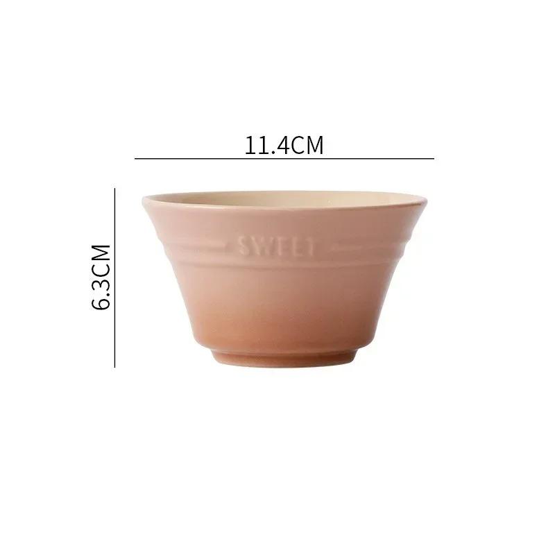 4.5inch Ceramic Bowls Japanese Rainbow Gradient Color Rice Bowl Fruit Salad Ramen Bowls Kitchen Dessert Salad Steamed Egg Bowls