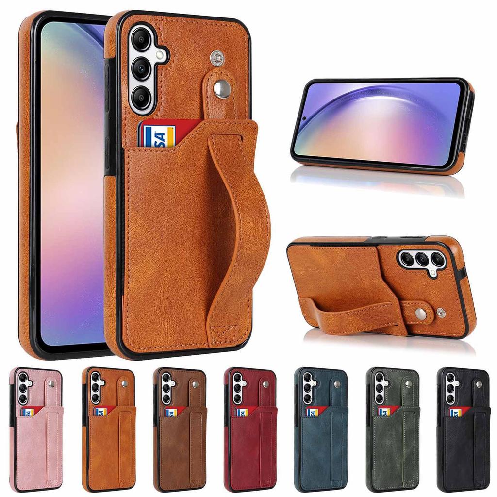 Applicable to Samsung A54 5G wristband leather mobile phone case A14 fashion mobile phone case A53 multi-function card bag in stock