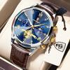 POEDAGAR Luxury Fashion Men Watch Waterproof Luminous Chronograph Leather Man Wristwatch High Quality Quartz Men's Watches Reloj