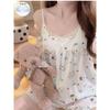 Pajamas with Chest Pads, Women's Summer Clouds, Cotton Feeling, Advanced Feeling, Can Be Worn Outside, Cartoon Suspenders, Shorts, Loungewear Set