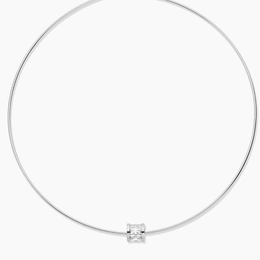 Round Metal Collar Fashion Evening Party Collar Collarbone Chain Ladies Necklace серебряный