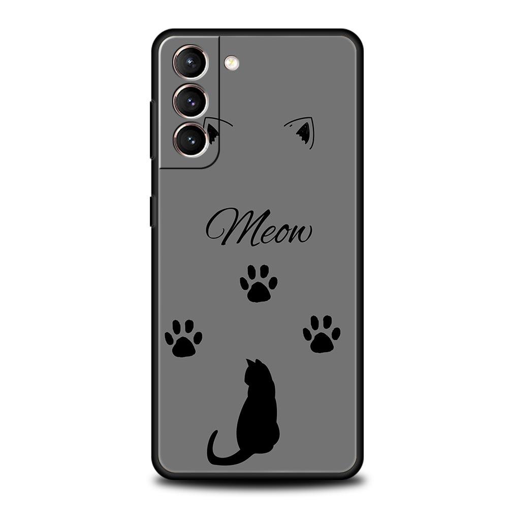 Cat Line Black Cats Phone Case For Samsung Galaxy S25 Edge S24 S23 S22 S21 Ultra S20 FE 5G S10 S10E S9 Plus Soft TPU Cover