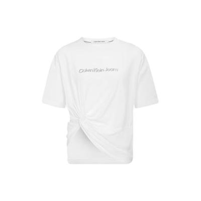 Solid Color Logo Print Knot Short Sleeve T-Shirt Women Tops White J221109-YAF