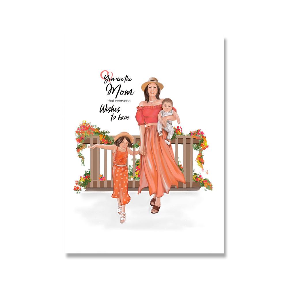 Mom Daughter Wall Art Canvas Painting Posters and Prints Fashion Love You Mother Days Gift Picture for Living Room Home Decor