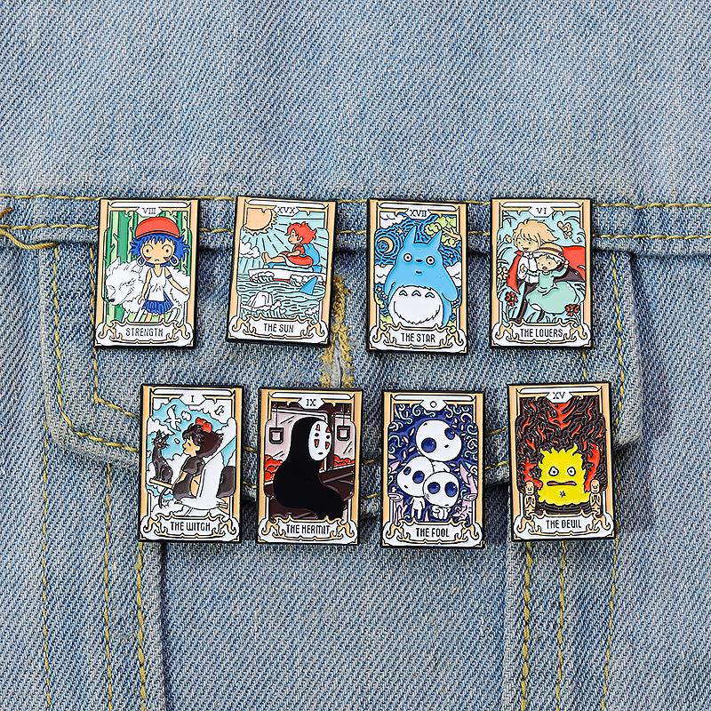 Metal Brooch: Dark Anime Series Tarot Shape Clothing Accessory