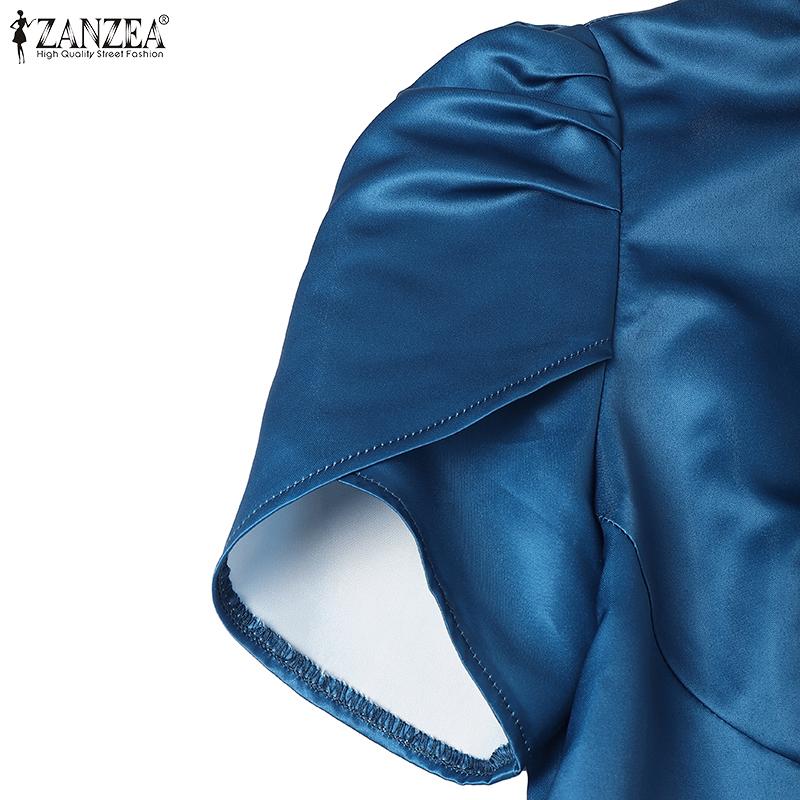 ZANZEA Women Casual Round Neck Summer Short Sleeve Print Dress