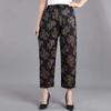 WTEMPO Ice Silk Wide Leg Pants Mother's Loose Cropped Pants Elastic High Waist Thin Printed for Women In Spring Summer