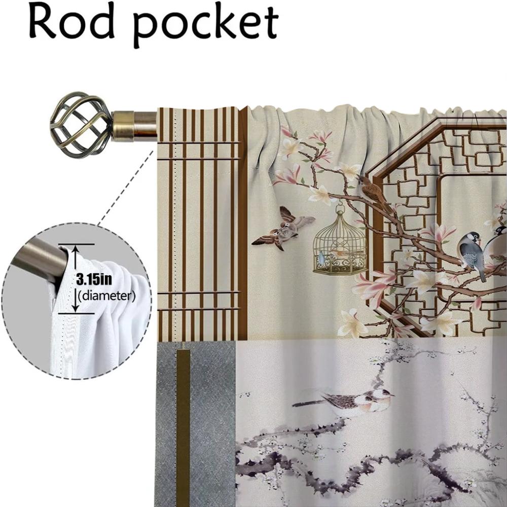 Ancient Chinese Style Window Curtain for Room 2 Panel Elegant Room Curtains Tulle for Bedroom Halloween Decoration Partition