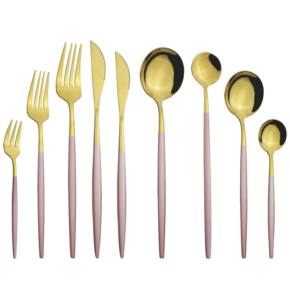 9 adet/takım altın çatal bıçak kaşık seti hizmeti 1 paslanmaz çelik yemek takımı sofra bıçağı tatlı kek meyve çatal kaşık ev sofra takımı gümüş seti