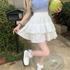 Sommer Geschichteten Kuchen Mini Rock Frauen Doppel Schicht Rüschen Y2K Kurze Röcke Frau Einfarbig Hohe Taille Rock Weibliche