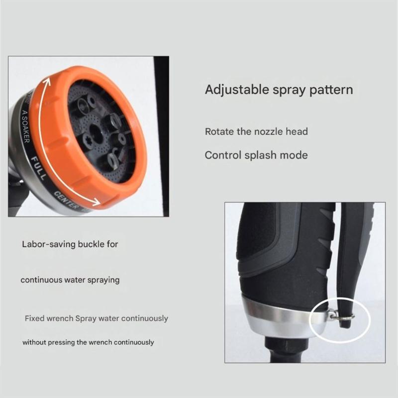 Multipurpose High Pressure Garden Hose Nozzle Ergonomic TPR Handle Durable ABS Body For Effective Landscape Irrigation