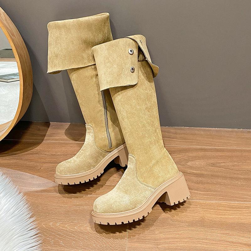 Small snow boots women s 2025 autumn and winter boots with fleece inner height-increasing tube over the knee warm long boots 35 5829₽