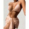 Sexy Weiß Halter 3PCS Gebunden Rock Bikini Set Frauen Hohe Taille Geschnitten Badeanzug Weiblichen Push-UP Bademode Backless Badeanzug