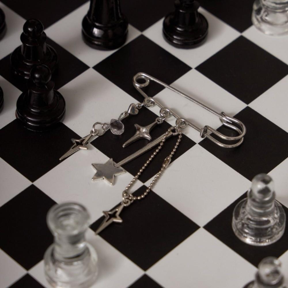 Rhinestone Beaded Bag Pins Bag Charm Beaded Brooch Fashion Outfit Star Brooch Clip Shirt Collar