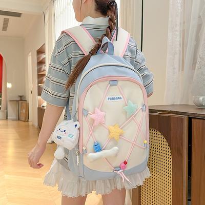 Schulranzen mit großer Kapazität für Studenten Damen Rucksack mit Farbkontrast