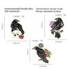 Geometric Black Bird Brooch Elegant Rose Flower Crow Enamel Pin For Fashion Lovers