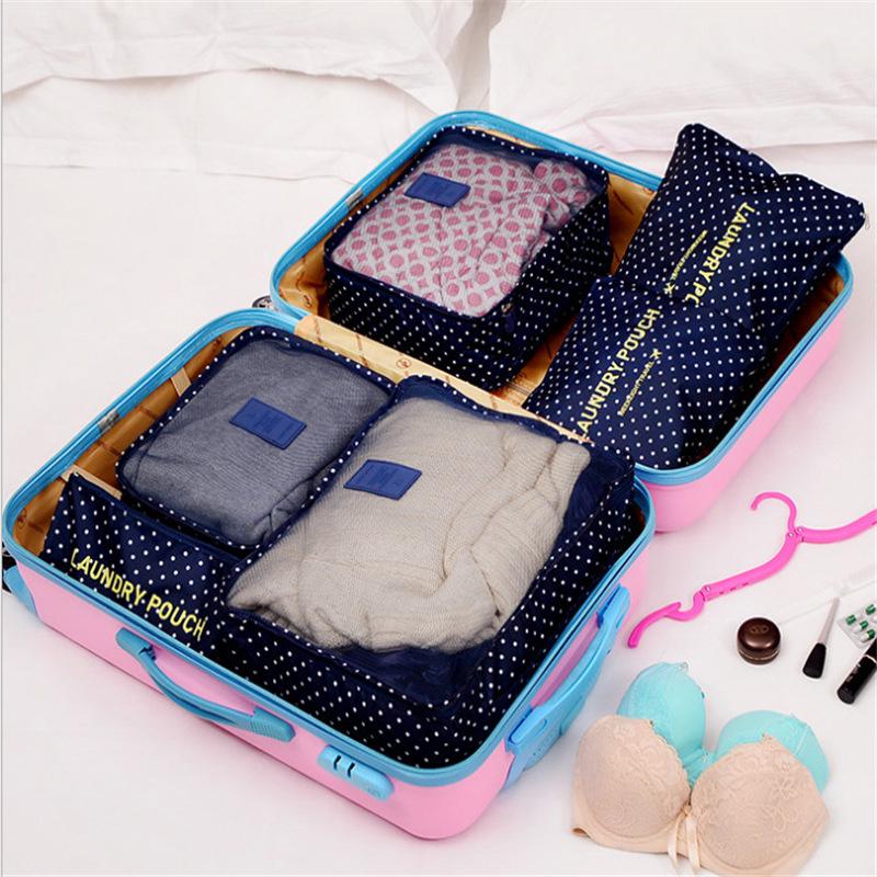 Korean Style 6-Piece Travel Organizer Set and Makeup Bag