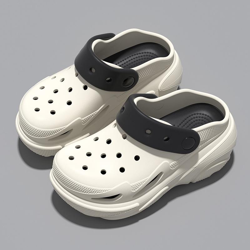 5.0 Height-increasing hole shoes PVC women's summer new cute muffin thick-soled non-slip bag head slippers