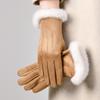 Women's Suede Velvet Bowknot Touchscreen Gloves - Warm & Cozy for Autumn/Winter