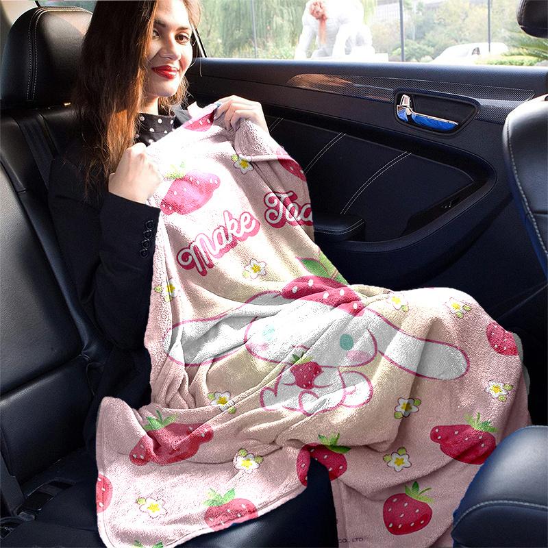 1pc Cute Strawberry Cinnamoroll Cartoon Blanket, Seasonal Home Decor Gift, Living Room, Travel, Camping, Car Blankets, Beach, Office Naps, Perfect for