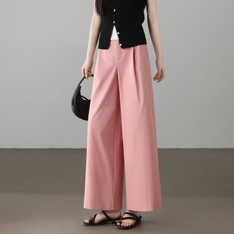 Demana Women's Soft Cotton Pleated Straight-Leg Cropped Pants