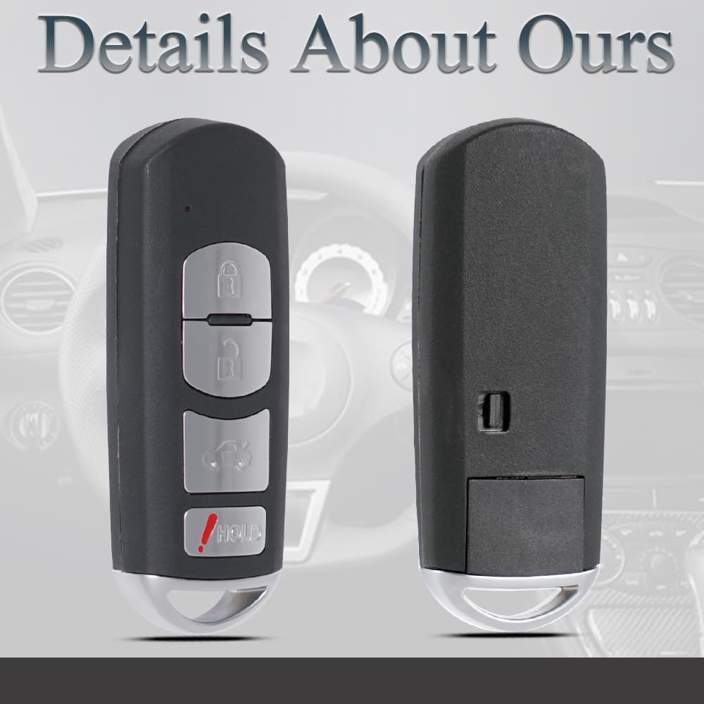 Key Fob Shell Case Replacement Fits For Mazda 3 6 Miata MX-5 CX-5 CX-9 2014 2015 2016 2017 2018  Keyless Entry Remote Control 4 Button Pad Key Fob