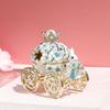 Enamel Blue Sakura Rabbit Carriage Jewelry Box Wedding Ring Gift Case