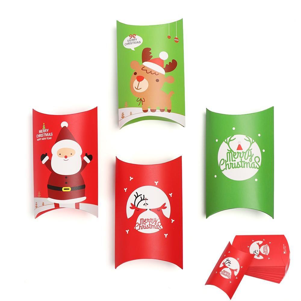 5/10PCS Cute Party Present pouch Kraft Gift Bag Christmas Paper Candy Boxes Pillow Shape