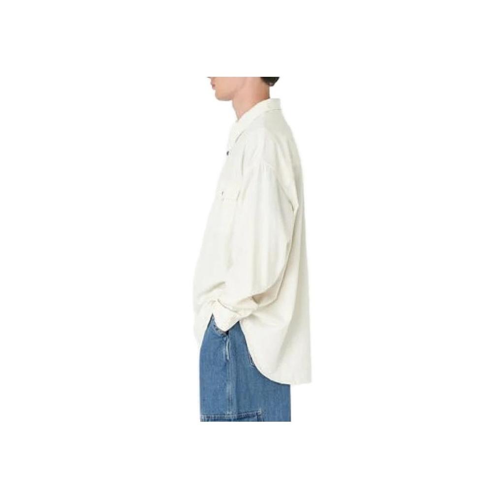 Levis FW23 SilverTab Series Solid Color Pocket Button Long Sleeve Shirt Men Shirts Off-White A5767-0000