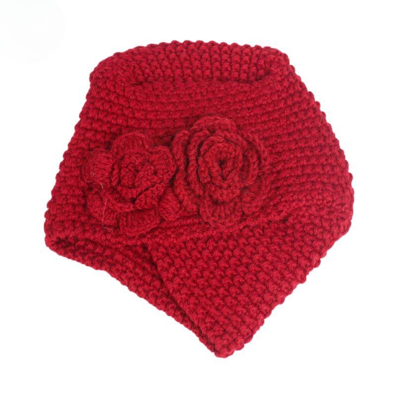 Zwei Blumen Maiskörner handgemachte Garnmütze gestrickte Garn indische Kopftuchmütze