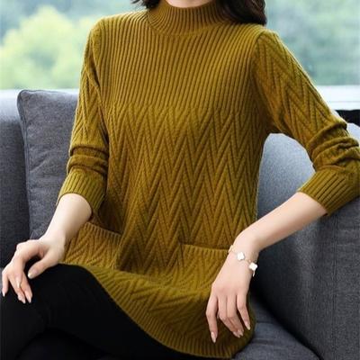 Dames Truien Pullover Effen Halfhoge Kraag Dikke Warme Lange Gebreide Truien Winter Vrouwelijke Tops Bottoming Shirt