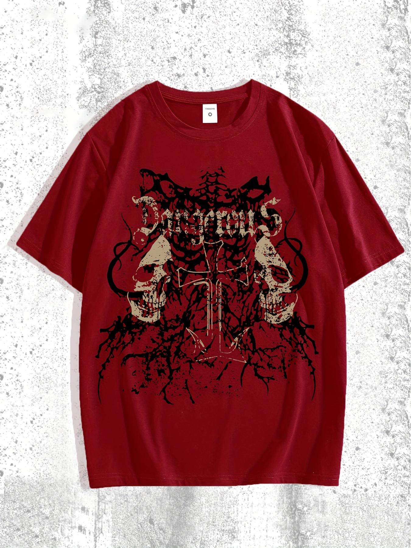 Skull Pure Cotton TShirt Men Gothic Streetwear Grunge Retro Style - Men s Summer Cotton Graphic Tee S разноцветный