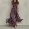 Extensive In-stock New European and American Style Independent Stand-up Elegant High Neck Lace Patchwork Flowing Chiffon Dresses