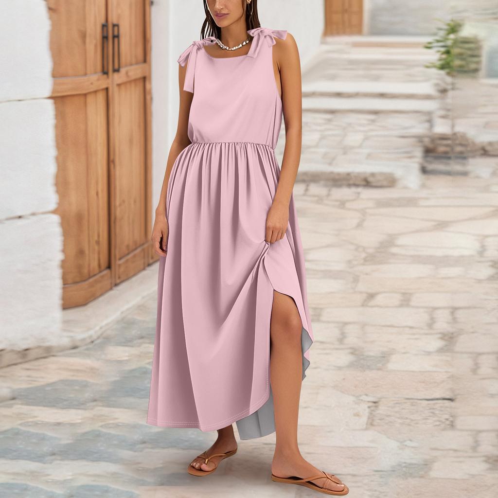 Women's Summer Fashion Tank Dress A-Line Sleeveless Casual Floral/Solid Pocket Dress