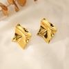 18K Gold-Plated Irregular Stainless Steel Stud Earrings for Women - Trendy, Simple, and Fade-Resistant.