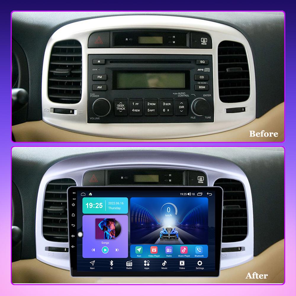 2 DIN Android Carplay Bilradio For Hyundai Accent 2006-2011 Multimediespiller Hovedenhet Stereo GPS-navigasjon BT WIFI 2+32GB