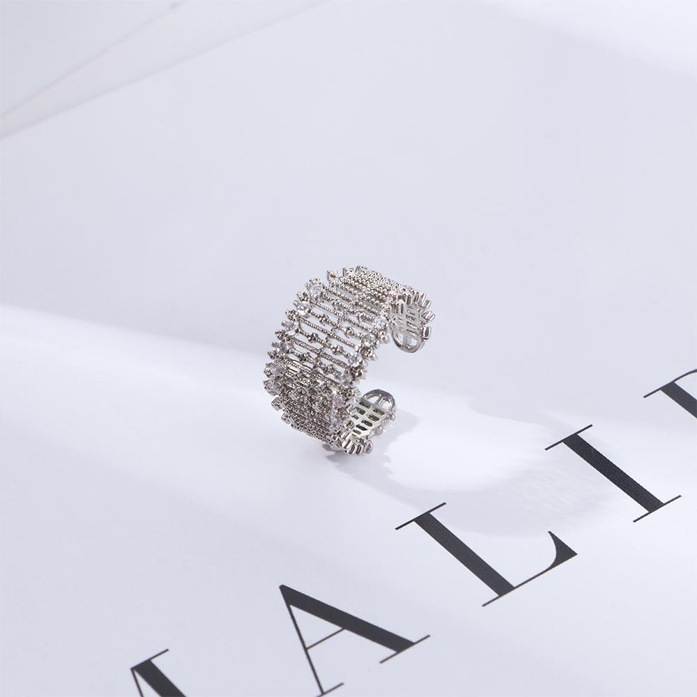 Punk Style Rhinestone Ring Korean Style Ring Opening Adjustable Ring Female Finger Ring